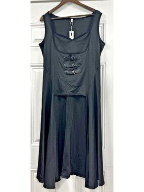 NWT Dresslilly Dressfo Buckle Detail High Low Long Faux Tank Top Dress XXXL 14